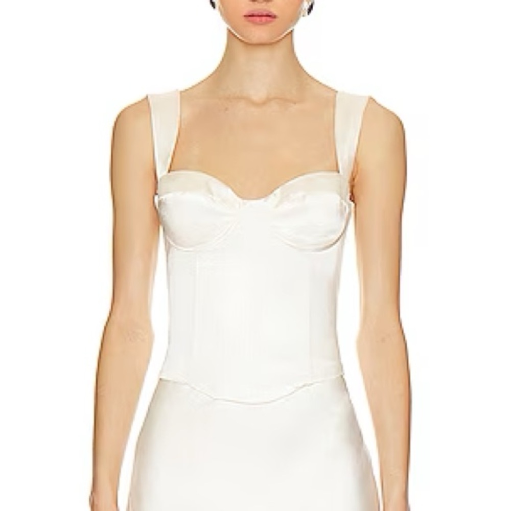 Oura Cream Satin Bustier in Ivory - Runway the label